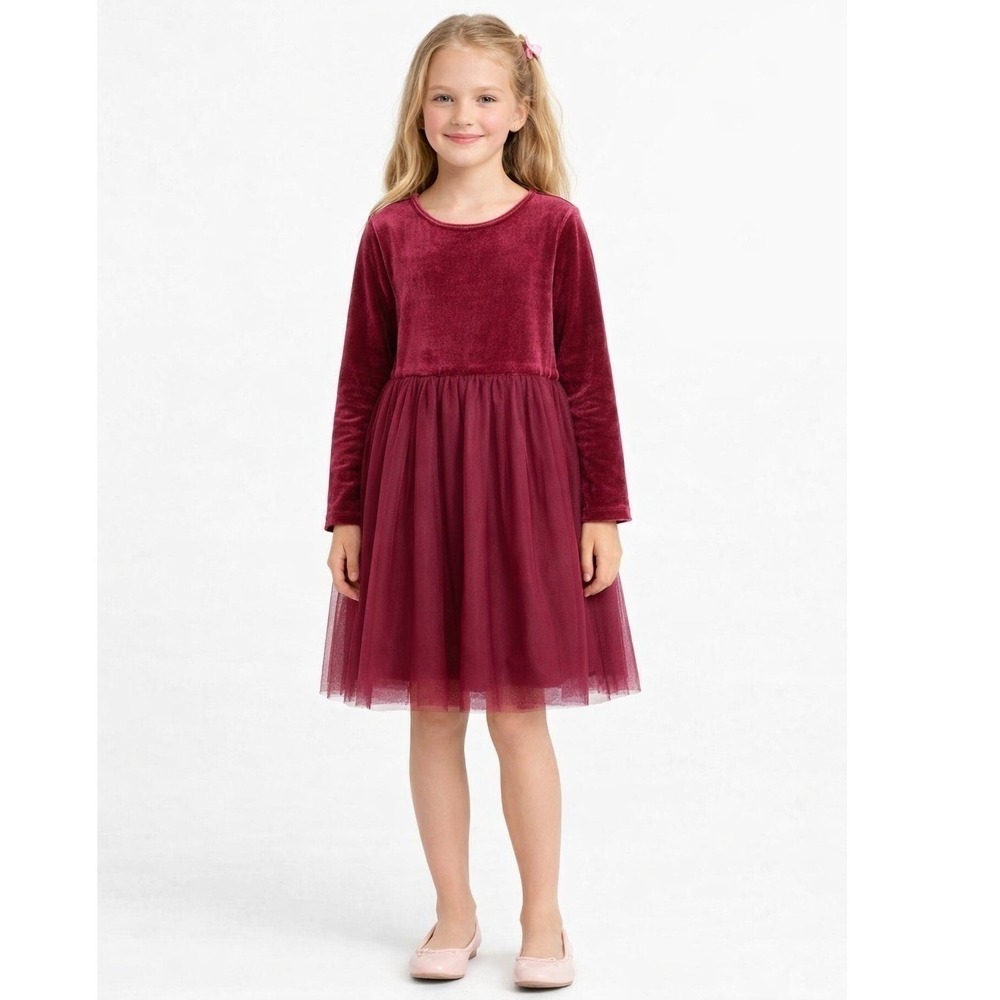Wonder Nation Velour Tutu Dress Rich Burgundy Girls XXL (18)‎ New NWT
